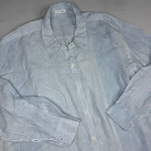 Free People CP Shades Tunic Dress Women Large Blue Striped Linen Oversized